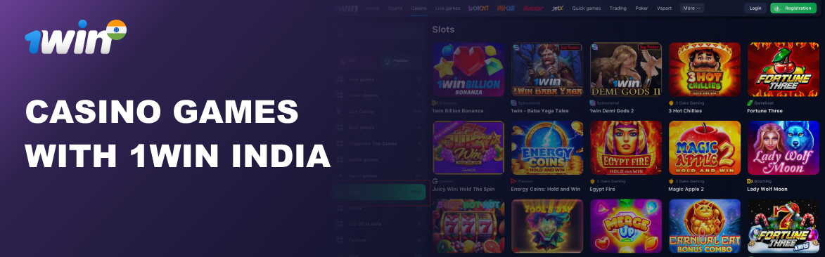 Variety of Online Casino Games at 1win India