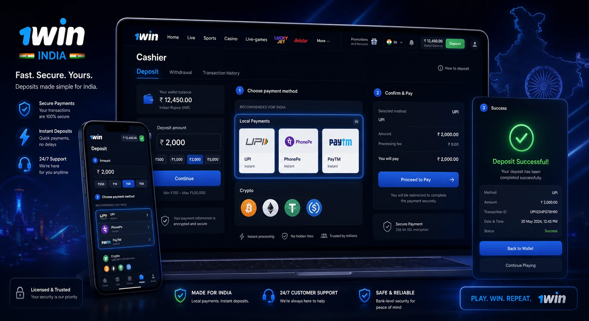 1win deposit methods India