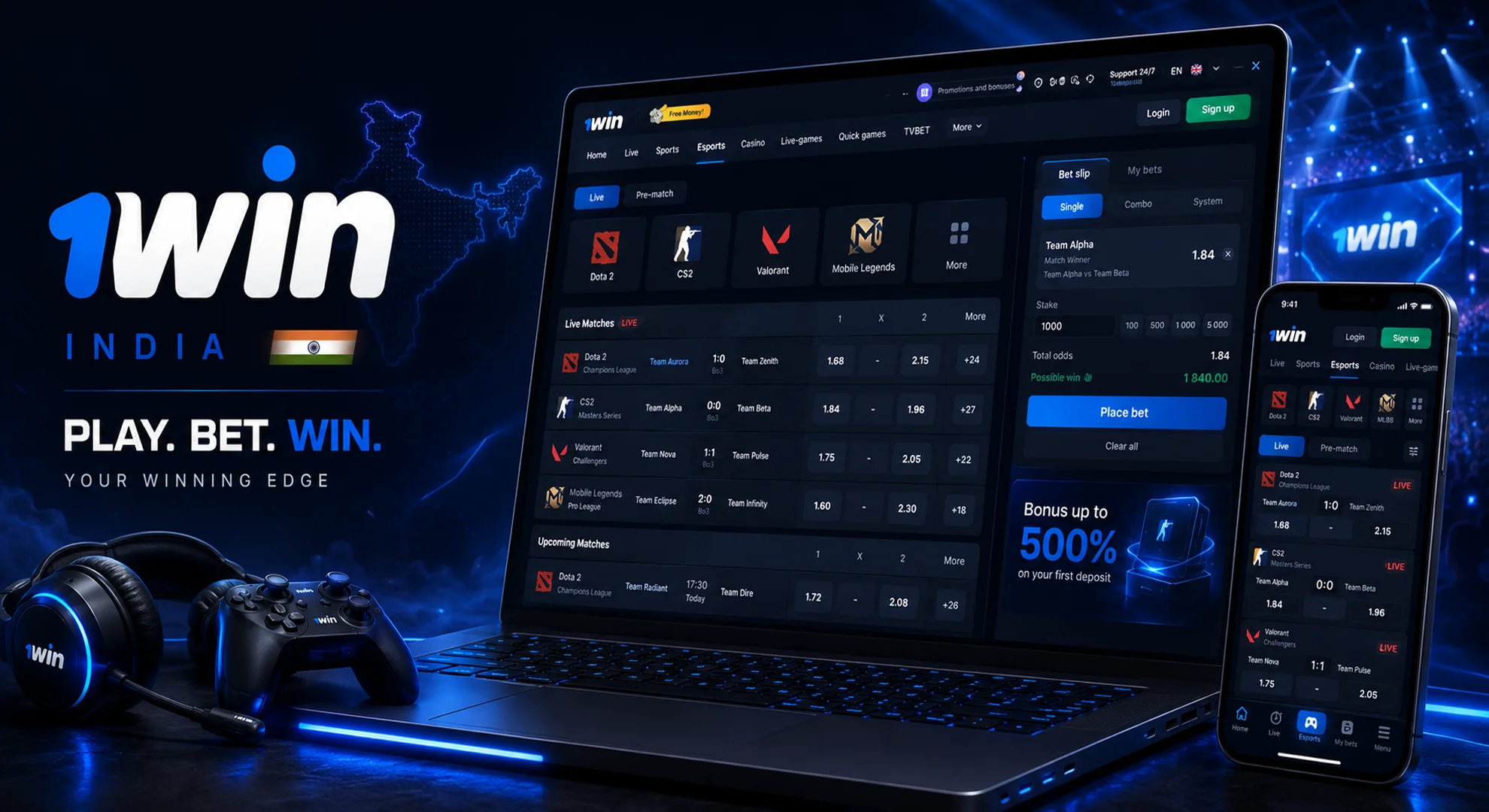 1win esports betting India